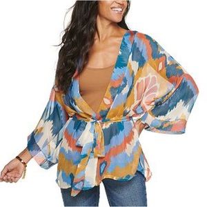 Women's Sonoma Goods For Life® Tie-Dye Tie Front Kimono